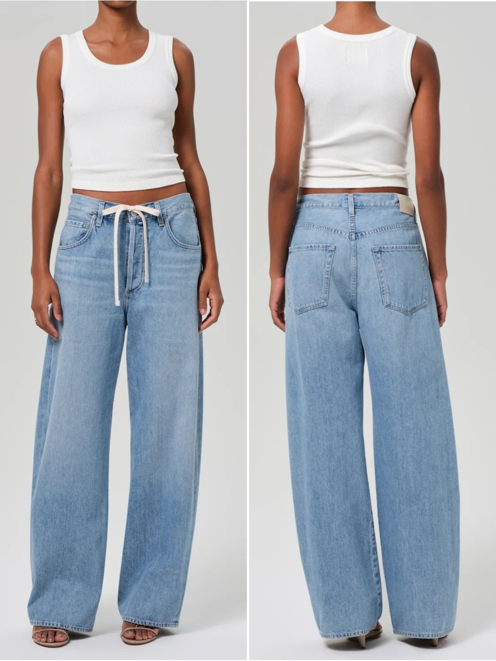 Citizens of Humanity Brynn Drawstring Trouser Jeans Blue Lace Wide Leg Size 31